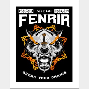 Sons of Loki: Fenrir the unchained-Norse mythology design Posters and Art